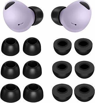 6 Pairs Galaxy Buds 2 Pro Memory Foam Ear Tips, S/M/L Noise Reduce Anti-Slip No Silicone Pain Comfortable Fit in Case Earbuds Compatible with Samsung Galaxy Buds 2 Pro 2022 Release - Graphite