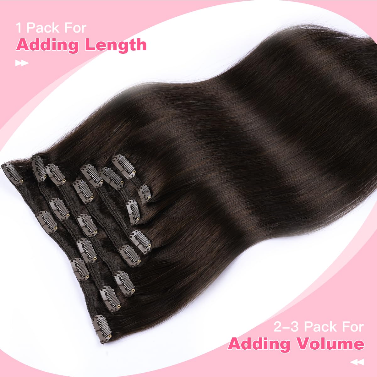 SURNEL Extensiones Clip Pelo Natural 100g 35cm 6 Piezas Castaño Chocolate Extensiones De Clip De Humano Real Extensiones Pelo Natural Remy (C#4-35cm) — view 81