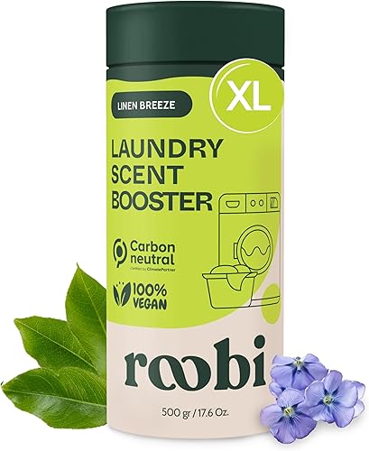Miniatura 10 de Perlas de refuerzo de aroma para ropa sostenibles Roobi. Perlas de fragancia Linen Breeze para lavandería. Hasta 20 ciclos de lavado. Carbono