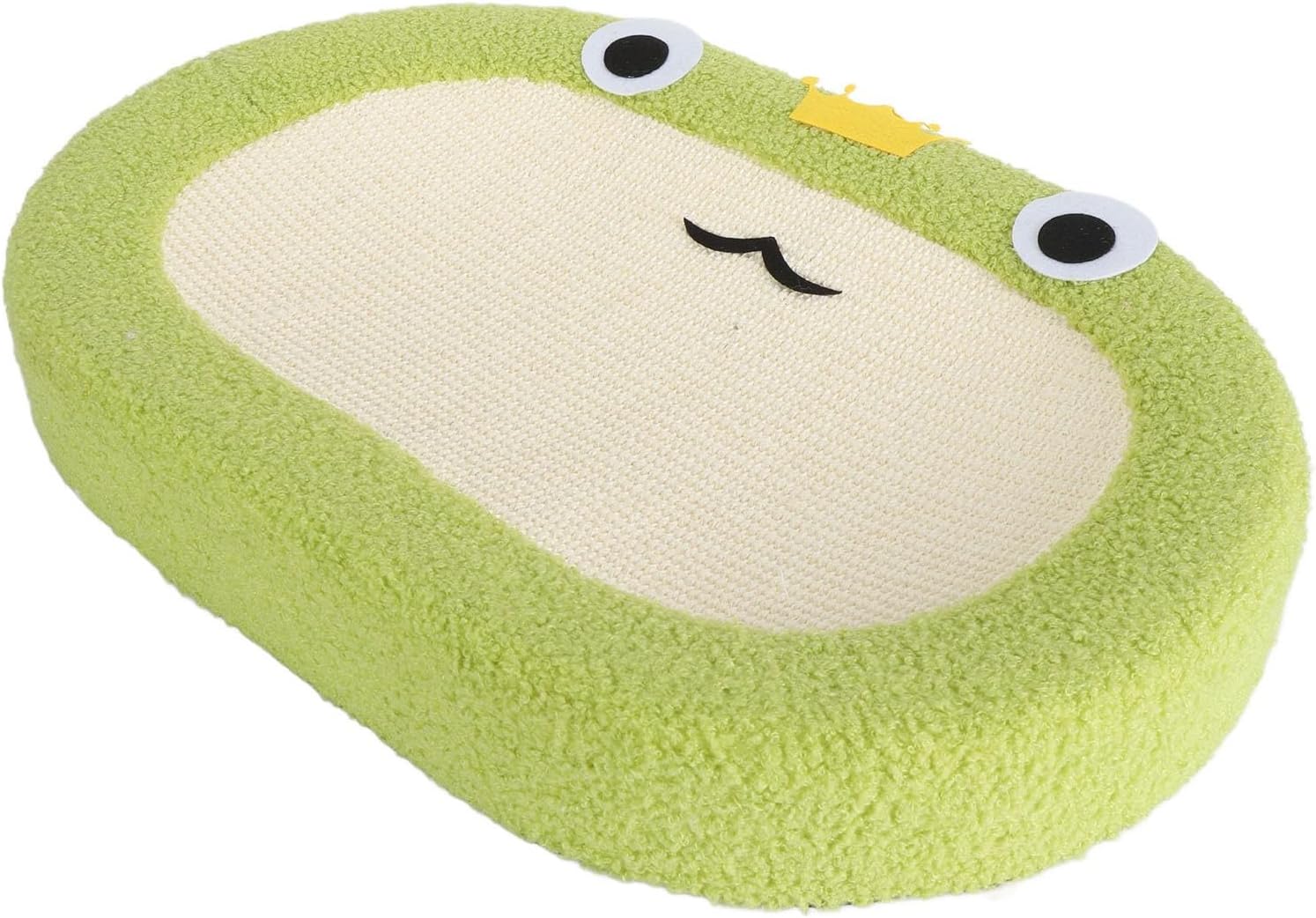 Cat Scratcher Bed, Extra Large 24 Inch Oval Sisal Scratching Lounge Bowl with Anti Slip Bottom for Indoor Cats, Ergonomic Concave Design Cat Scratching Pad (Frog)
