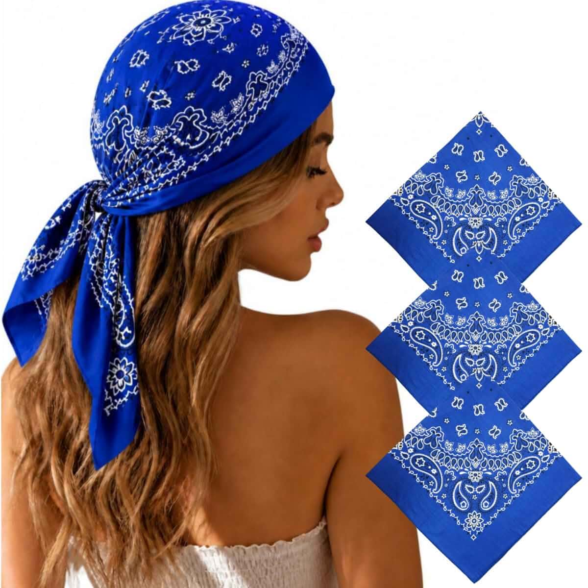 Junvena Extra Large Bandana 100% Cotton,27 Inch Soft Thin Breathable Cotton,27x27 Inch Oversized. Fits Large Heads as Head Scarf,Headband, Hair Wrap for Men& Women