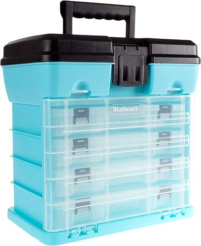 Stalwart, 75-ST6089 - Caja de almacenamiento y herramientas duradera, 4 cajones con 19 compartimentos cada uno para accesorios, aparejos de pesca,