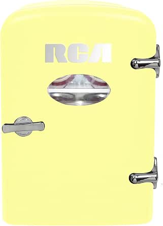 Frigidaire 6-Can Mini Fridge In Yellow - 0.3 Cu Ft, Portable With AC/DC Cords, Compact Cooler