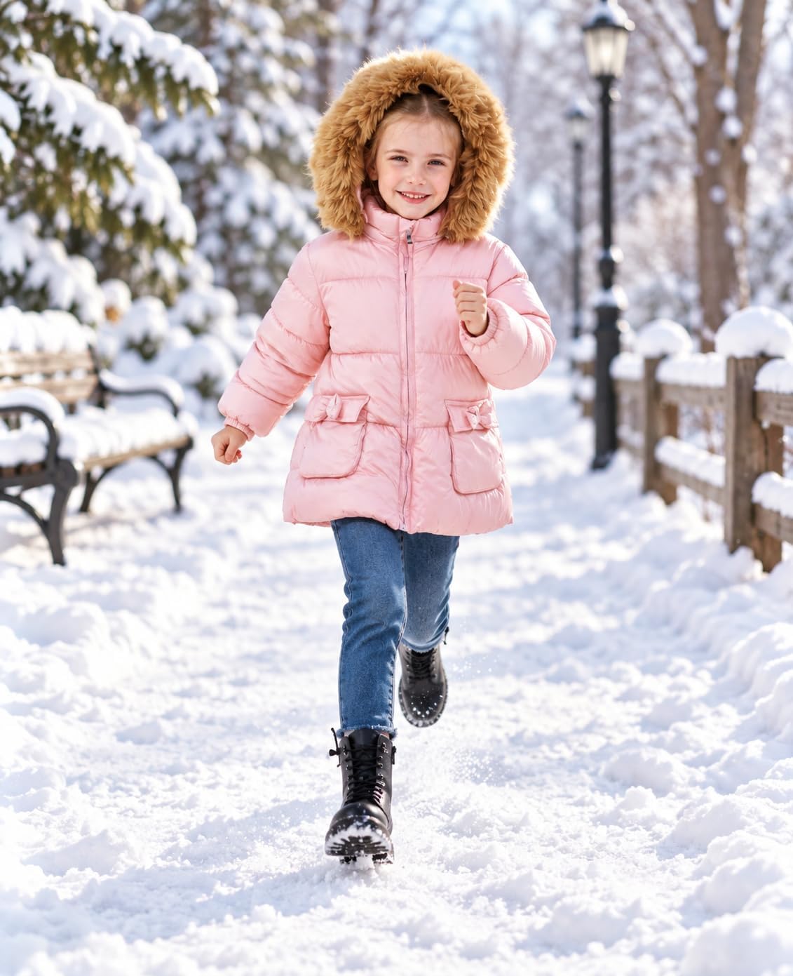 UVIPC 2-5T Toddler Girls Winter Coat Jacket Warm Fleece Lined Hooded Outwear Water＆Wind-Resistant Parka A-line