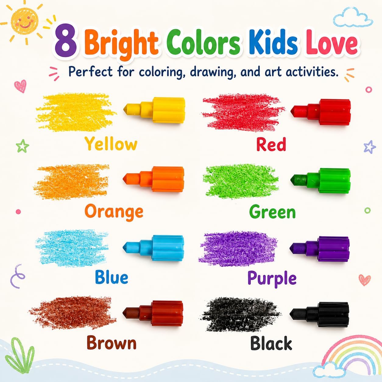 Huji Stacking Buildable 8 Colors Crayons Set, Connect Stack and Build Sideways and Up, Favorite Toys Kids Children Party Favors School Supplies Safe Non-Toxic, Easy to Hold (48) image 2