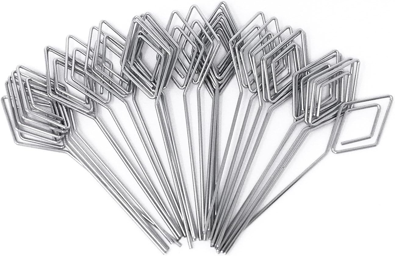 Honbay 30pcs DIY Rhombus Shape Ring Loop Craft Wire Clip Table Card Note Photo Memo Holder Metal Clamp Clay Cake Decoration Accessories (Silver)