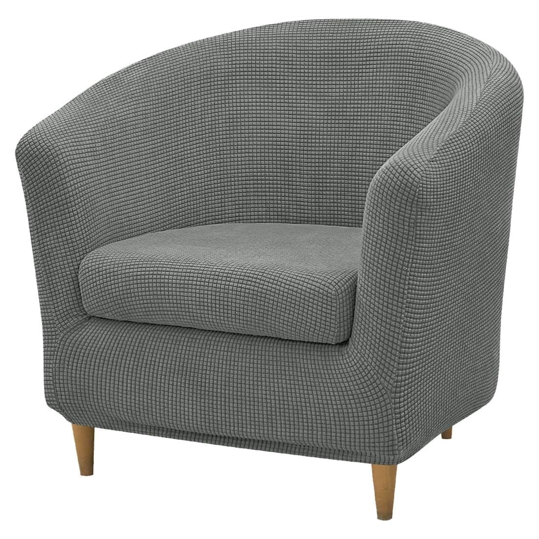Buaogdvg Girs Foncé Stretch Chaise Longue Cover 2 Piece Sofa Covers 1 Seater Tub Chair Cover With Washable Cushion Cover For Living Room Hotel(Girs Foncé)