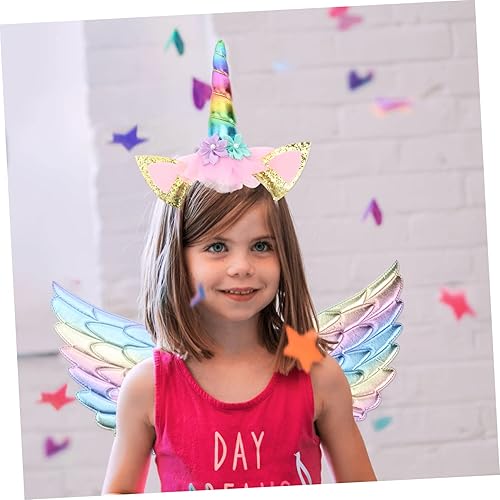 Vista 2 de HONMEET Disfraces de Natividad para niños, 1 juego de alas de unicornio, disfraces de belén para disfraz de princesa, accesorio de fiesta