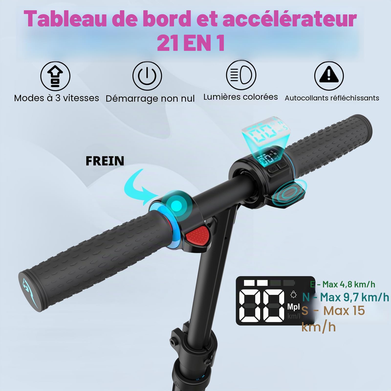 EVERCROSS EV06C Trottinette électrique, 6,5'' Trottinette électrique Pliable pour Enfants 6-12 Ans, Vitesse maximale 15 KM/H, Affichage LED, Lumières LED Colorées, Trottinette Légère pour Enfants