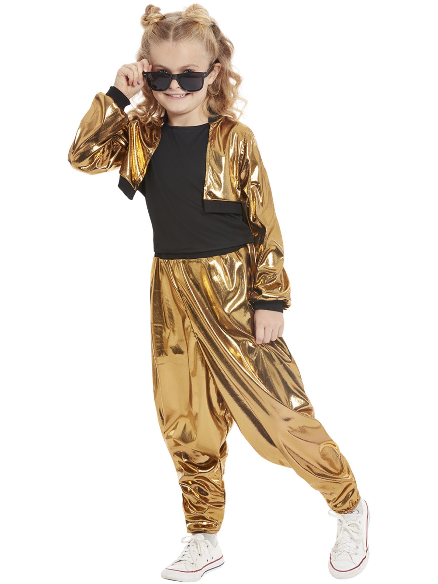 Smiffys Unisex Kids Gold, Black Girls 80S Hammer Time Costume