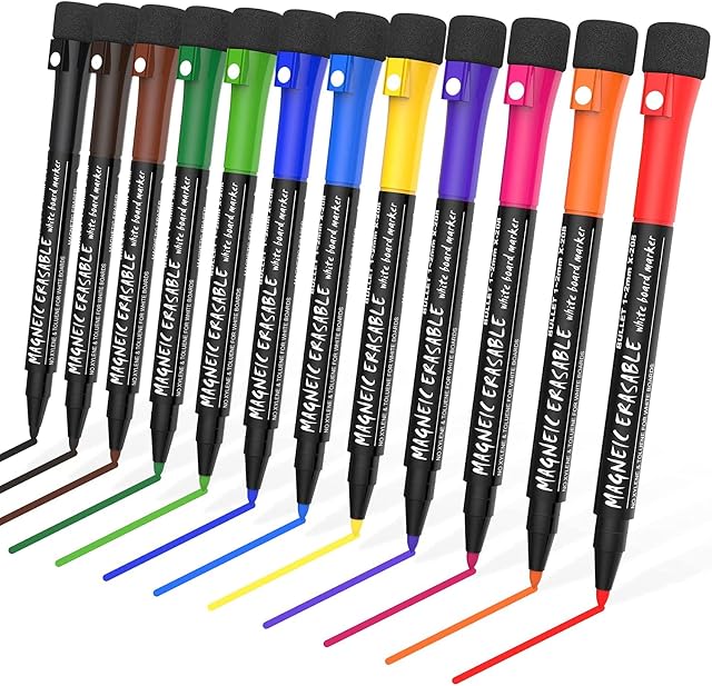 APOGO Whiteboard Pens Whiteboard Markers, Dry Wipe Markers, Magnetic Whiteboard Pens, Fine Tip Whiteboard Pens, Erasable White Board Pens, Colour Dry Wipe Pens for Office Accessories Weekly Planner