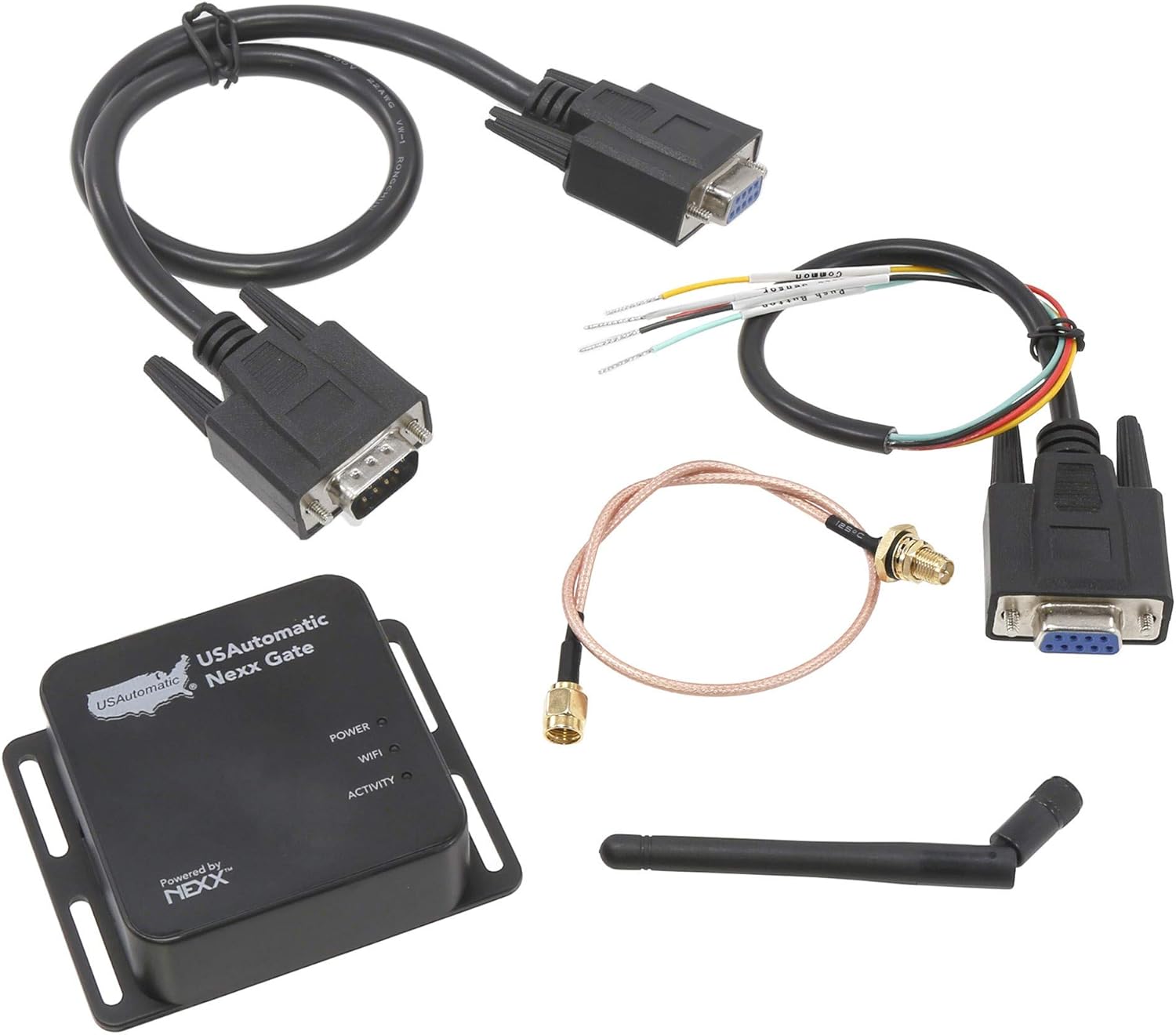USAutomatic Nexx Gate WiFi Controller unit with included cables and antenna