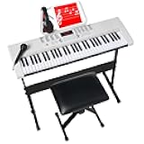 Best Choice Products 61-Key Electronic Keyboard Piano Portable Electric Keyboard Complete Beginner Set w/LED Screen, Stand, Bench, Headphones - White