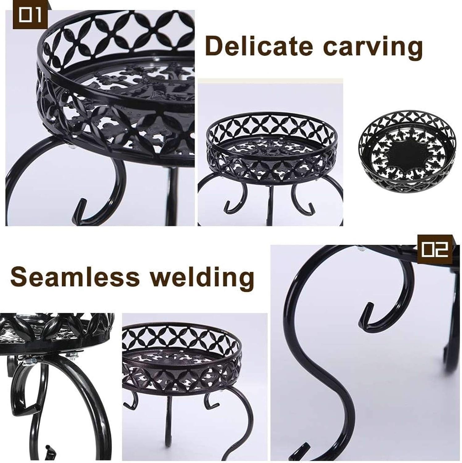 Plant Rack Flower Shelf Garden Decor Flower Rack Wrought Iron Balcony Outdoor Indoor Pot Plant Stand Single layer Metal Stand(E)