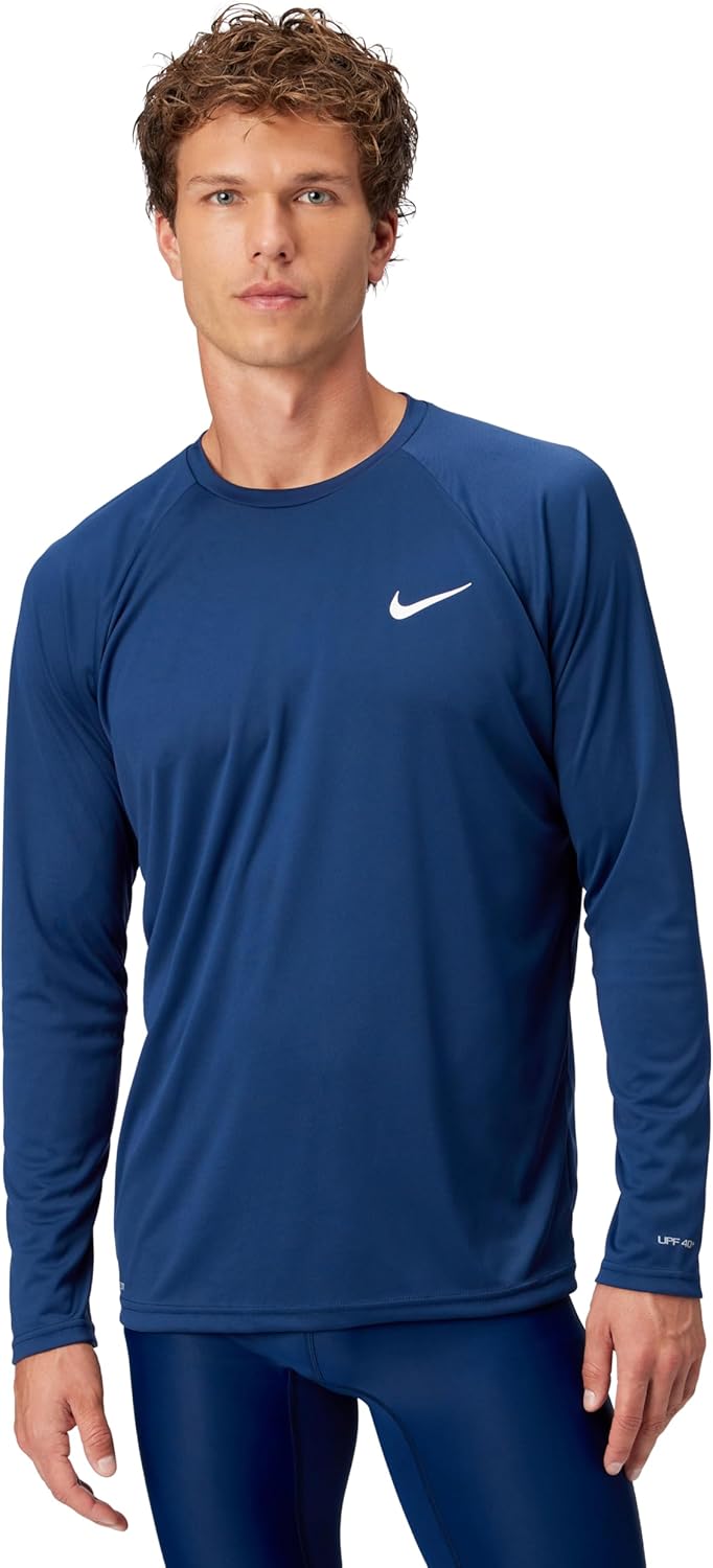 Nike Essential Long Sleeve Hydroguard Swim Shirt UPF40+ Rash Guard