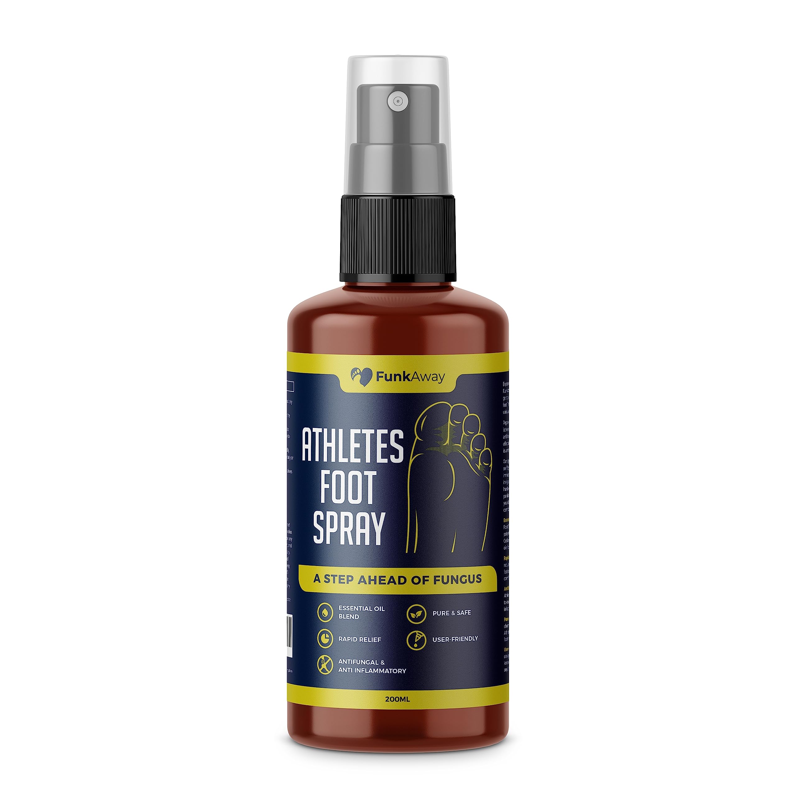 Athletes Foot Spray (200 ml) –Antifungal Athletes Foot Treatment with Natural Peppermint & Lemongrass Oil for Smelly Feet, Soothes Itch, Cracks Control & Helps Prevent Foot Recurrence
