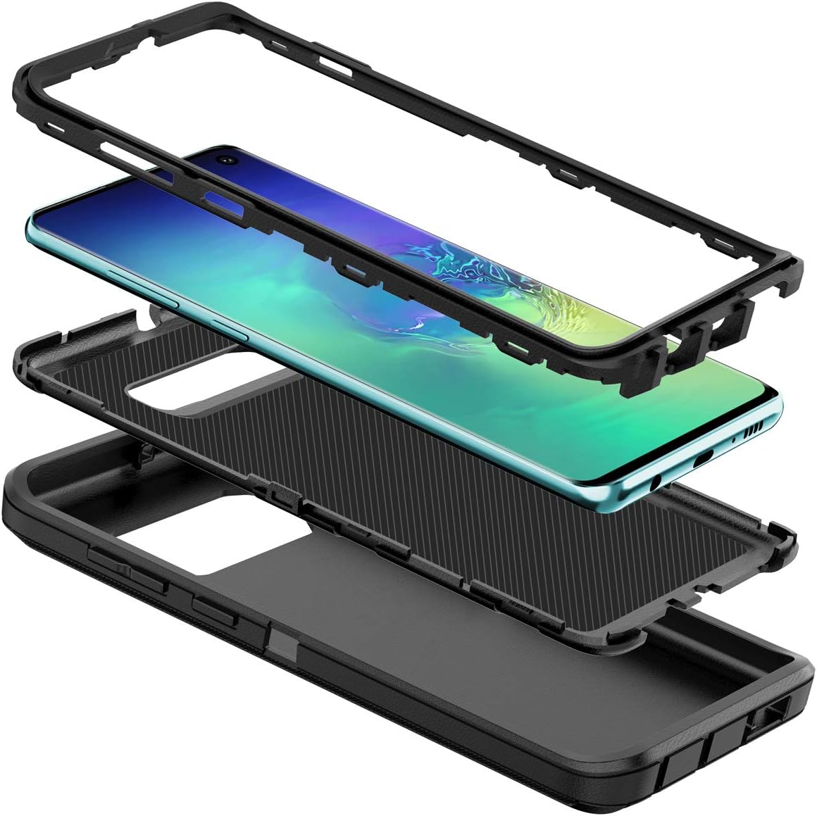 I-HONVA for Galaxy S10 Case [Not fit S10E] Shockproof Dust/Drop Proof 3-Layer Full Body Protection [Without Screen Protector] Rugged Heavy Duty Durable Cover Case for Samsung Galaxy S10, Black