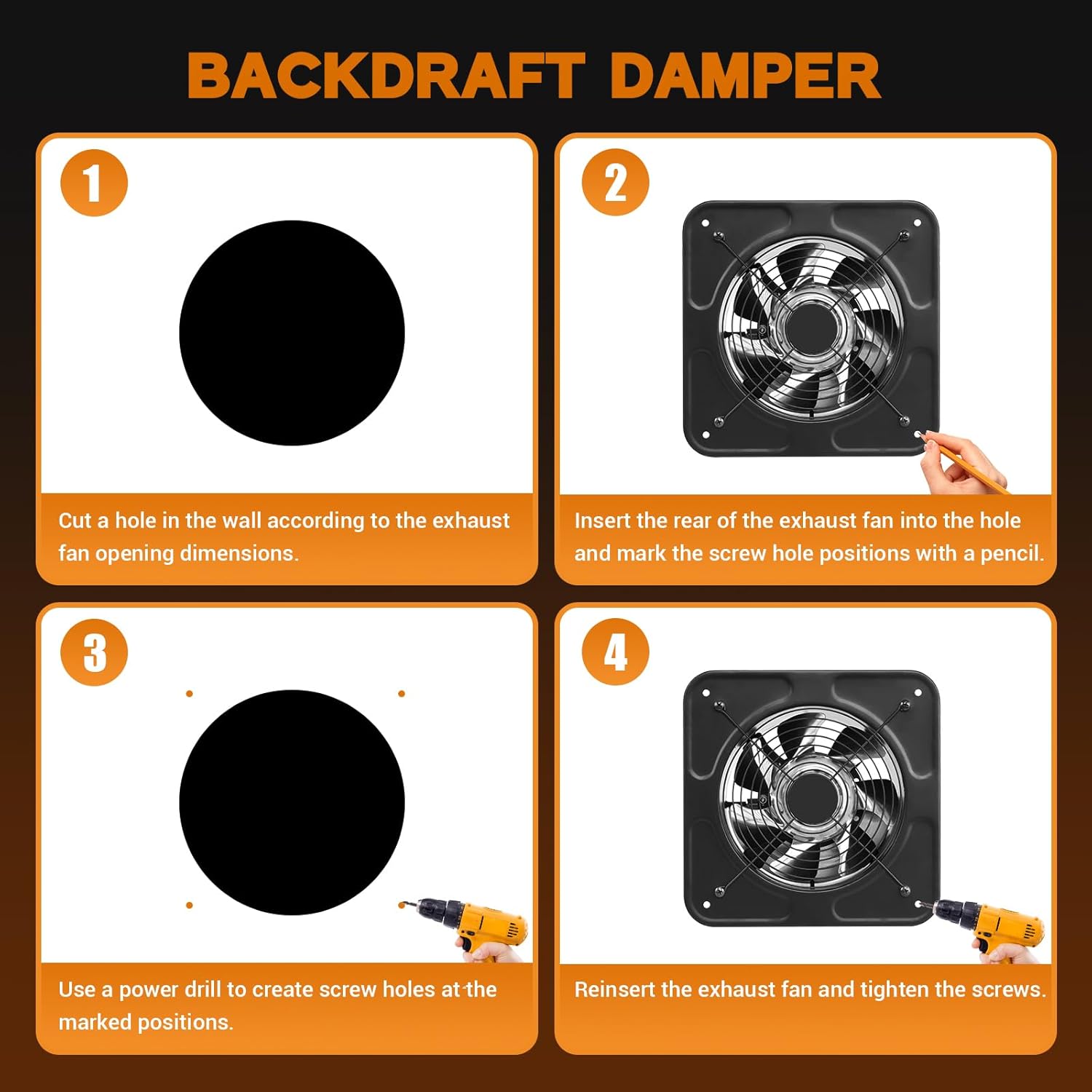 YOZON 8-Inch Kitchen Exhaust Fan with Switch, 700CFM Garage Exhaust Fan, Ventilation Fan with Backdraft Damper for Attic, Workshop, Window, Smoking Room