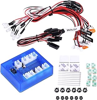 HTLNUZD 12 RC LED Lights New System Kit Simulation Flashing Lights, for 1/10 1/8 Scale Remote Control Models Car Truck Crawler HSP HPI AXIAL RC4WD Traxxas Lighting Accessory