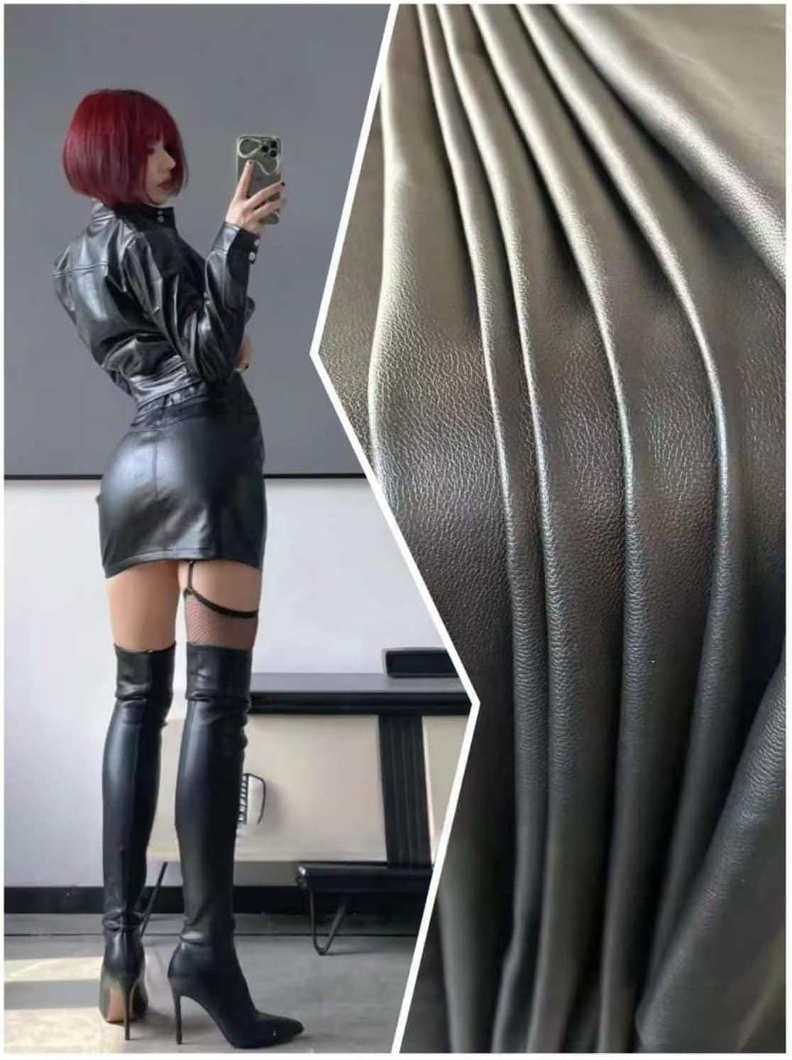 0.7mm Thickness, Black Leather, Cowhide Thin Leather is Used to Make Clothing Edging and Handicrafts (Pattern 5 Black 16 x 32 inche)