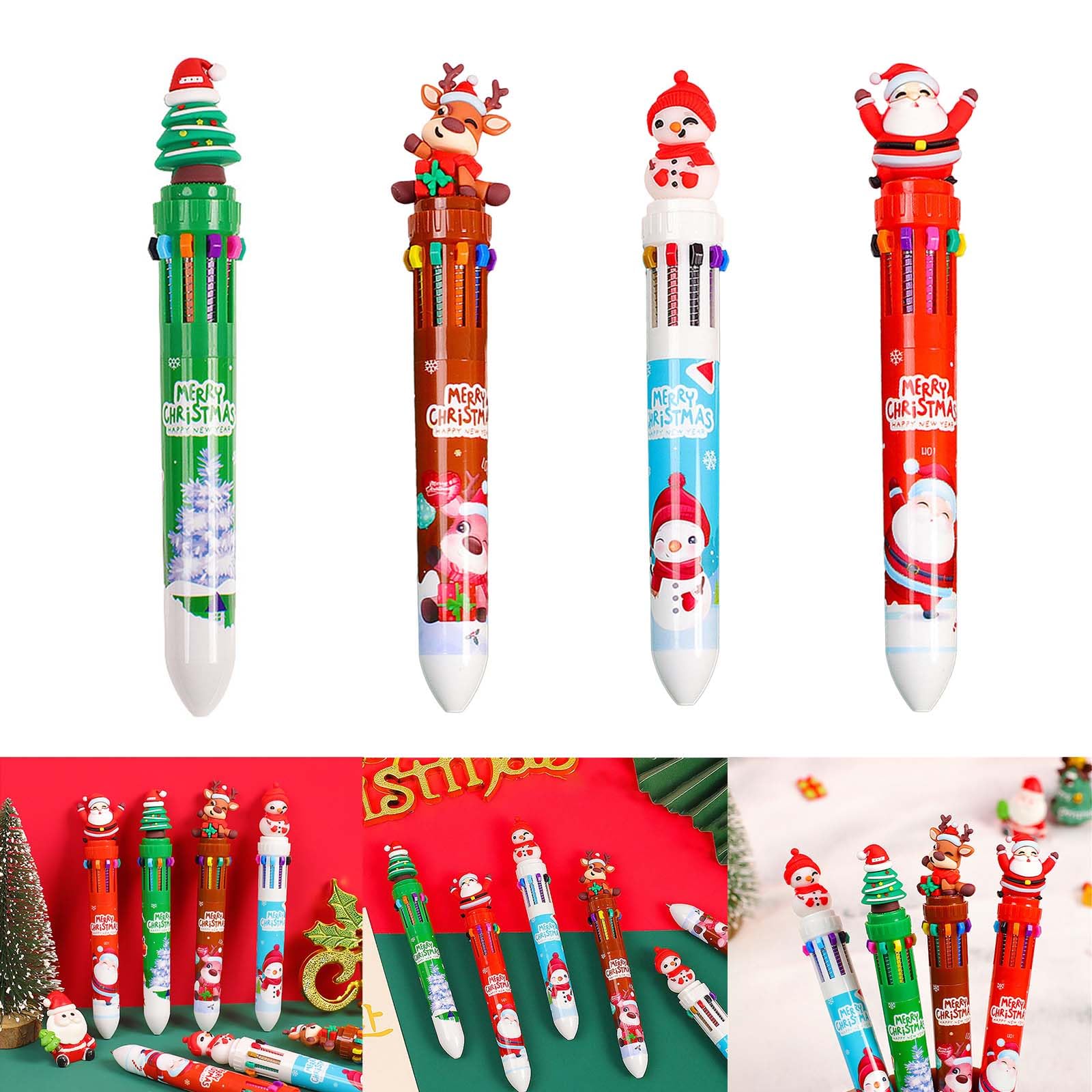 Retractable Multicolor Pen Christmas Ballpoint Pen for Student Calss Reward Christmas Party Favor — view 2