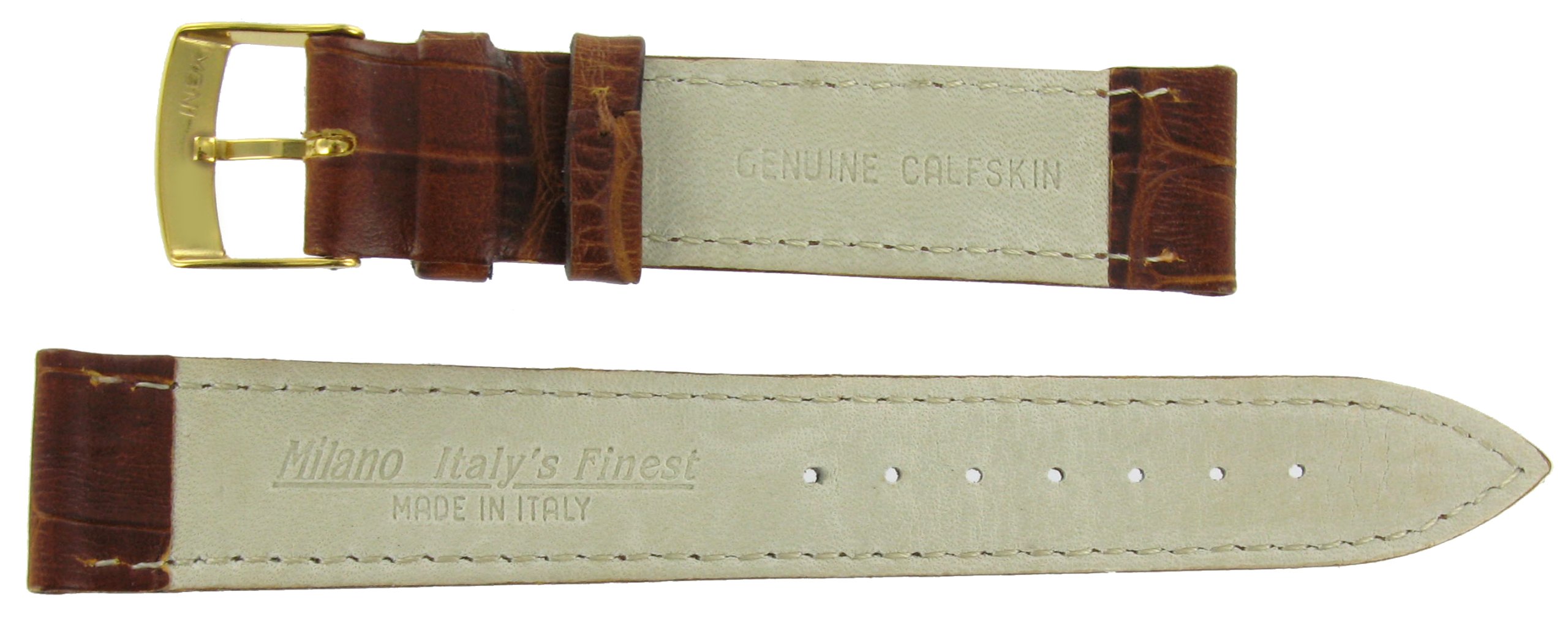 Morellato 20mm Genuine Leather Alligator Grain Padded Stitched Matte Brown Watch Band 2269