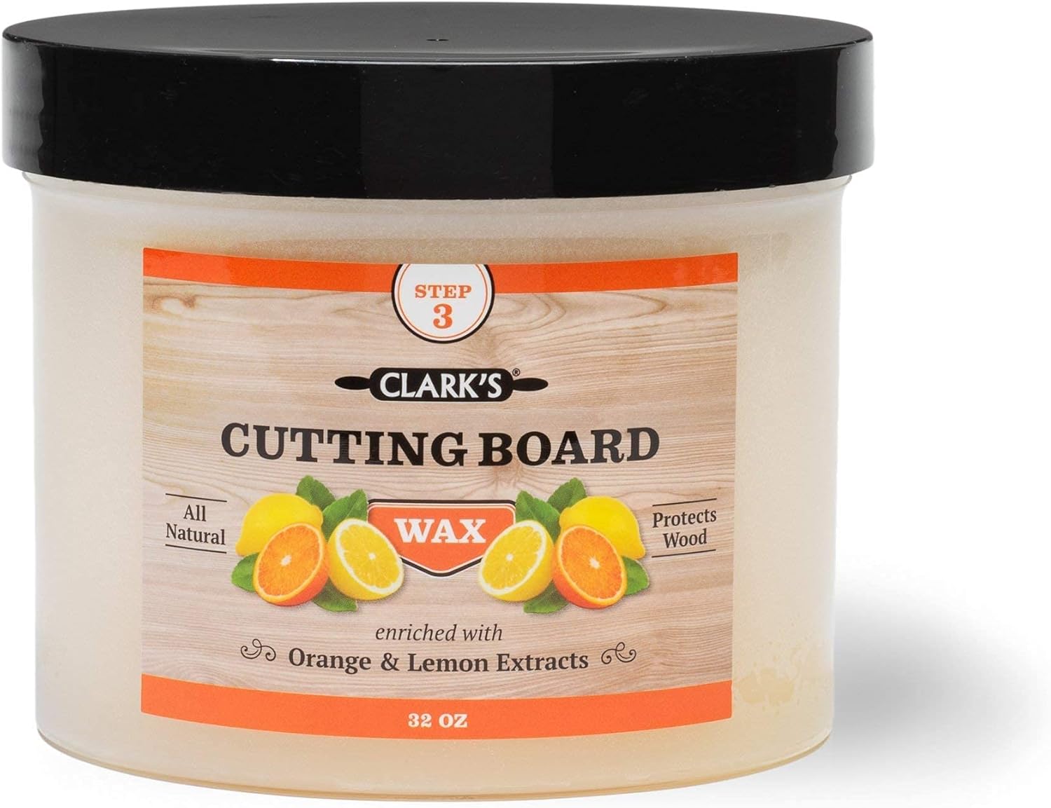 CLARK'S Large Applicator and Orange Wax (32oz) Orange Cutting Board Care