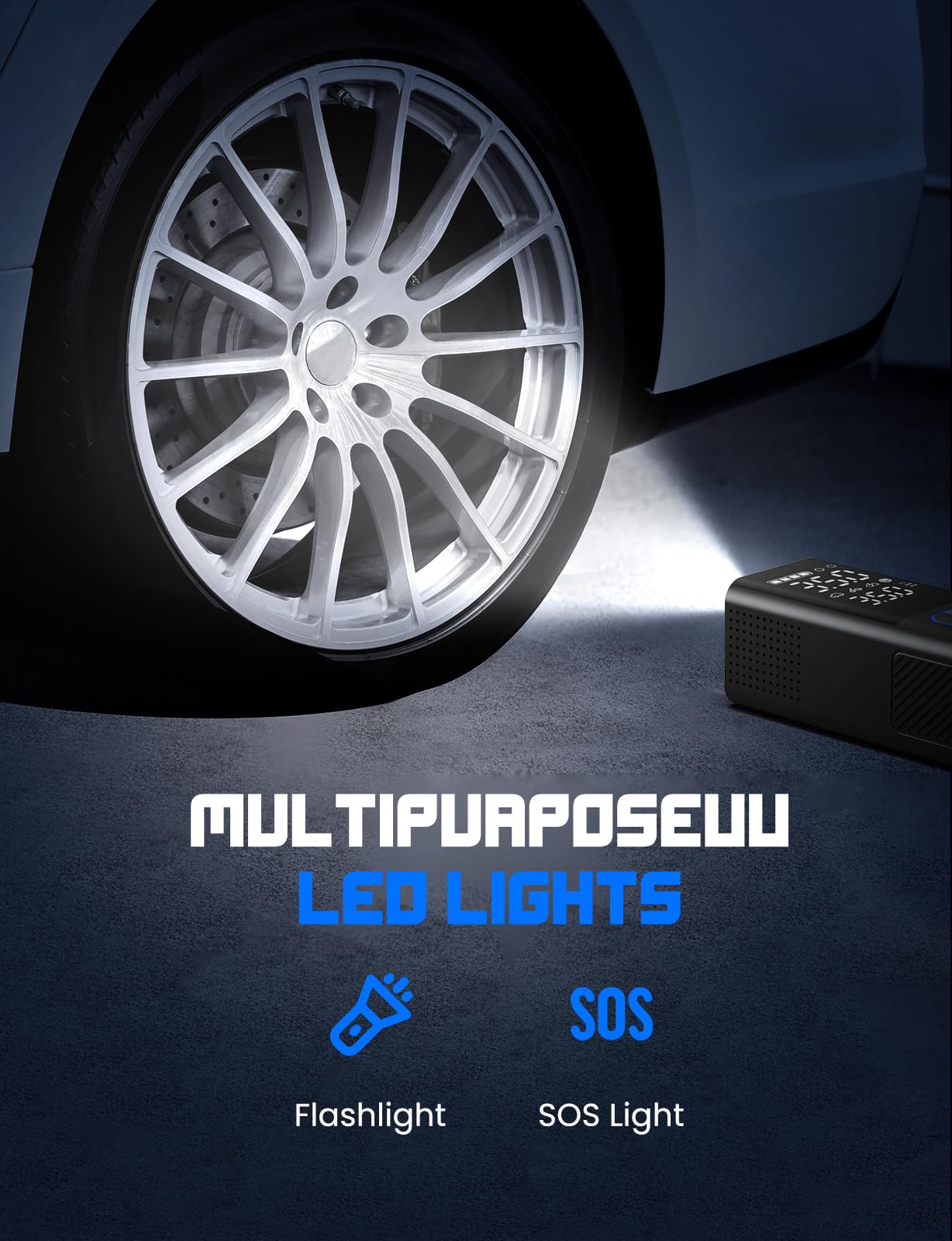 Przenośna sprężarka powietrza do opon 20000 mAh i 4 x szybsza bezprzewodowa pompa do opon do samochodu, roweru, motocykla, piłki, z manometrem w oponach i torbą do przechowywania (2024 nowa)