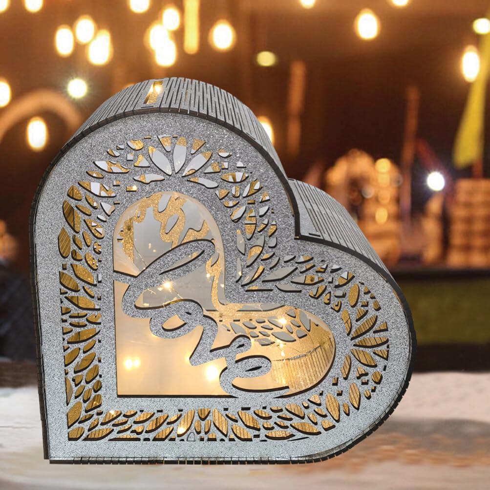 EXCEART Scatola in Legno Decorazione Argento a Forma di Cuore Facile da Assemblare per Biglietti e Auguri per Eventi e Fai-da-te