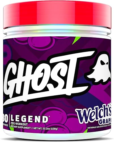 GHOST Legend Polvo de Pre-Entrenamiento, Welch's Grape - 30 Porciones  Pre-Entrenamiento para Hombres y Mujeres con Colina, L-Citrulina, y Beta