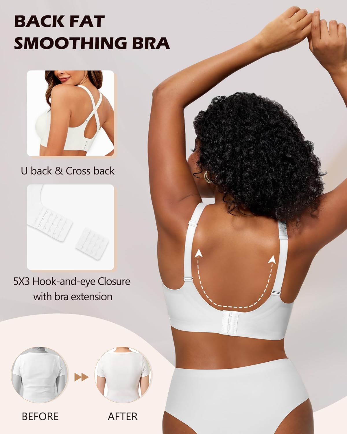 As Fairy Bras for Women Deep V Seamless Wireless Support Lift No Underwire Plunge Bralettes Full Coverage Push Up Bra - Image 5