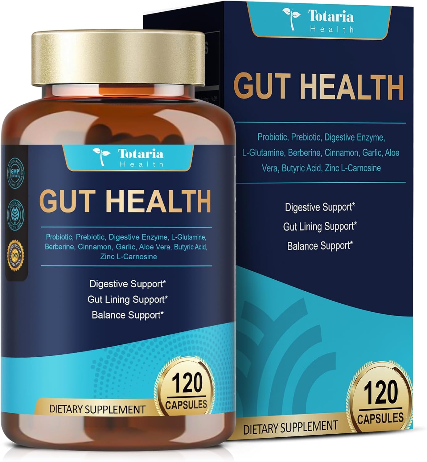 4-in-1 Gut Health Supplement with Probiotics, Prebiotics, Postbiotics & Digestive Enzymes for Women & Men, 60 Billion CFU Probiotics for Gut and Digestion, Strong Immunity, Skin (120 Capsules) 4-in-1 Gut Health Supplement with Probiotics, Prebiotics, Postbiotics & Digestive Enzymes for Women & Men, 60 Billion CFU Probiotics for Gut and Digestion, Strong Immunity, Skin (120 Capsules)