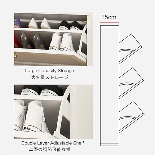 Miniatura 5 de Armario de almacenamiento de zapatos delgado para entrada, armario organizador de zapatos oculto, armario de zapatos blanco estrecho, estante de