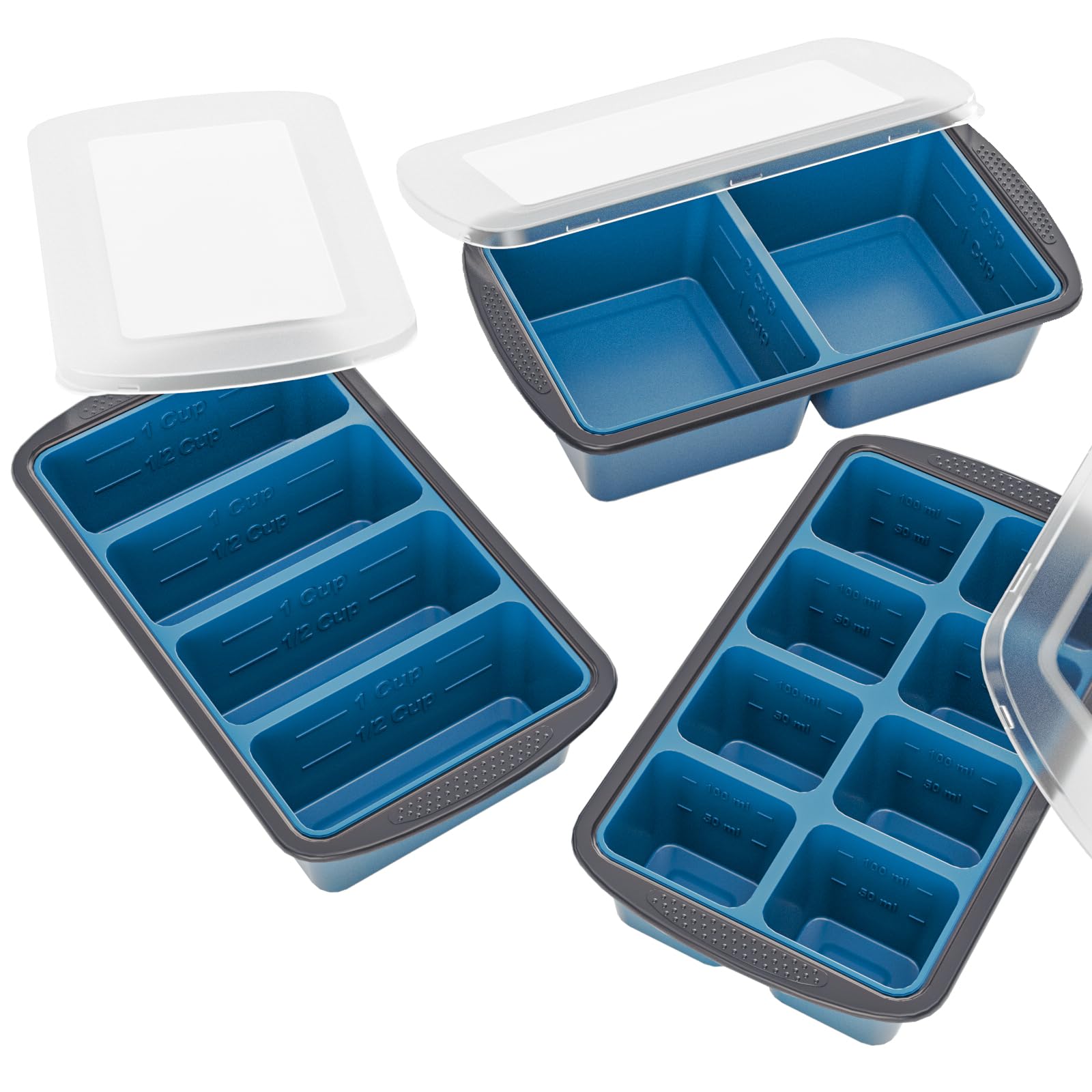 Amazon.com: GORCI Silicone Soup Freezer Trays with Lids - 3 Pack