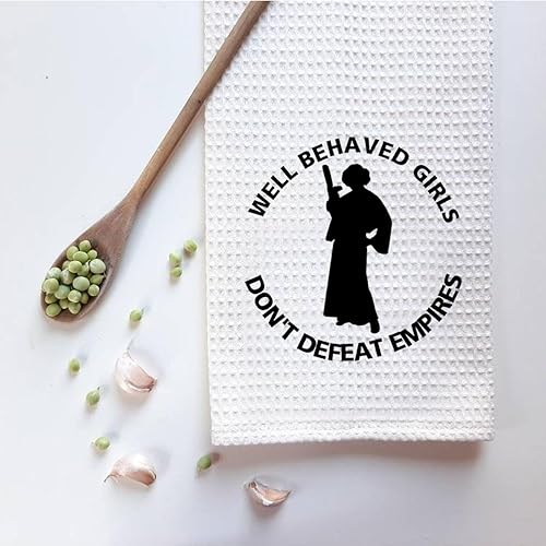 Miniatura 3 de ZJXHPO Toalla de cocina inspirada en la película, toalla absorbente de gofres de princesa Leia, con buen comportamiento, Gils Don't Defeat Empires,