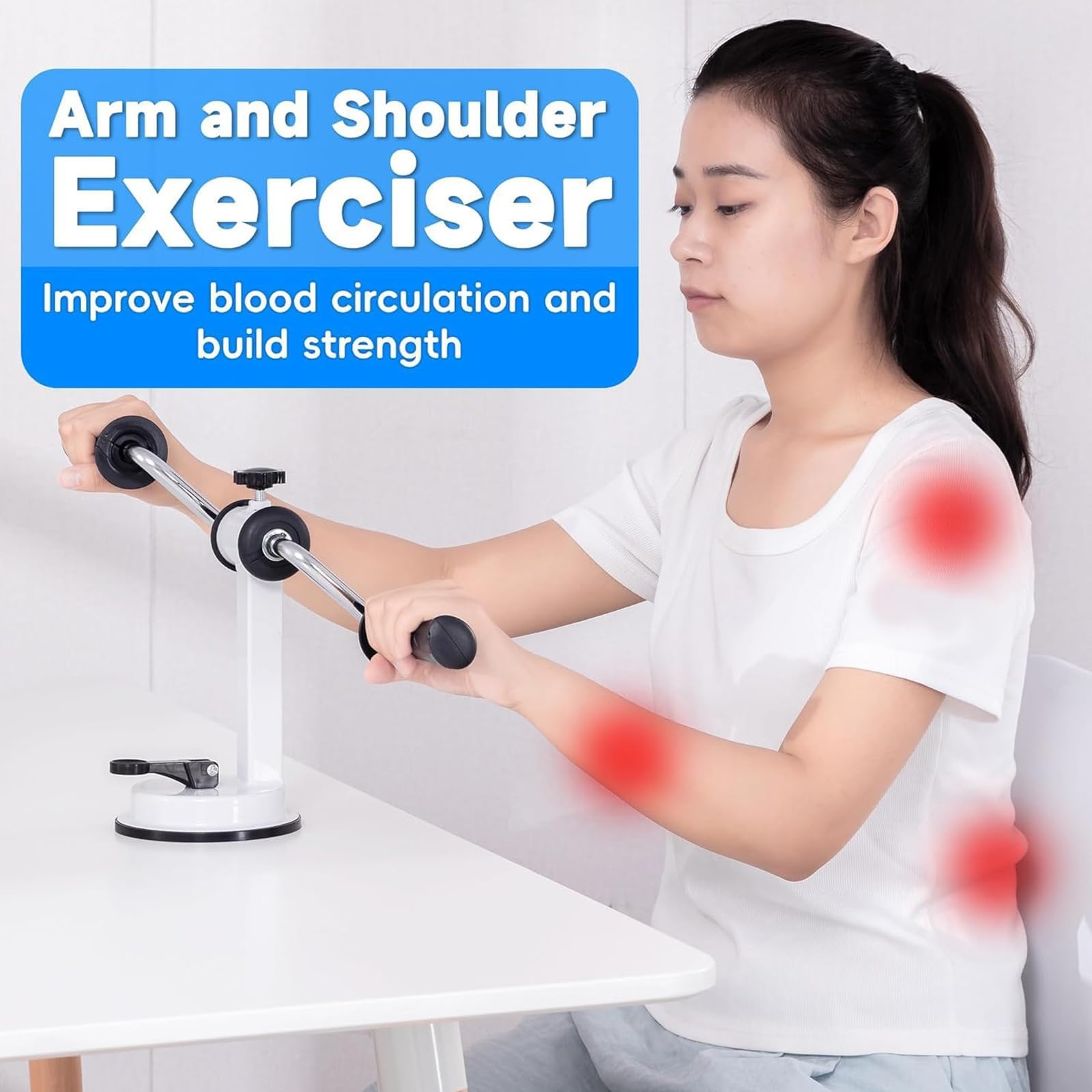 Rowerek stacjonarny, ręczny rower treningowy z ergonomicznym uchwytem i stabilną, mocną przyssawką, regulowany opór, odpowiedni do ćwiczeń ramion i barków w domu/biurze