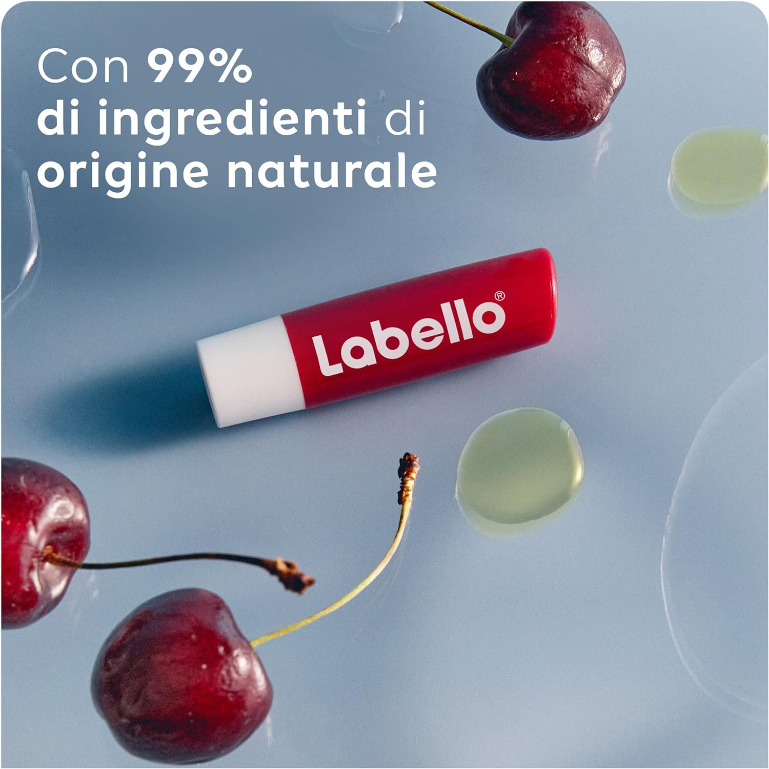 Labello Cherry Shine Burrocacao labbra 4.8 g, Balsamo labbra colorato e nutriente all'aroma di ciliegia, Lip balm idratante per 24 ore con ingredienti naturali