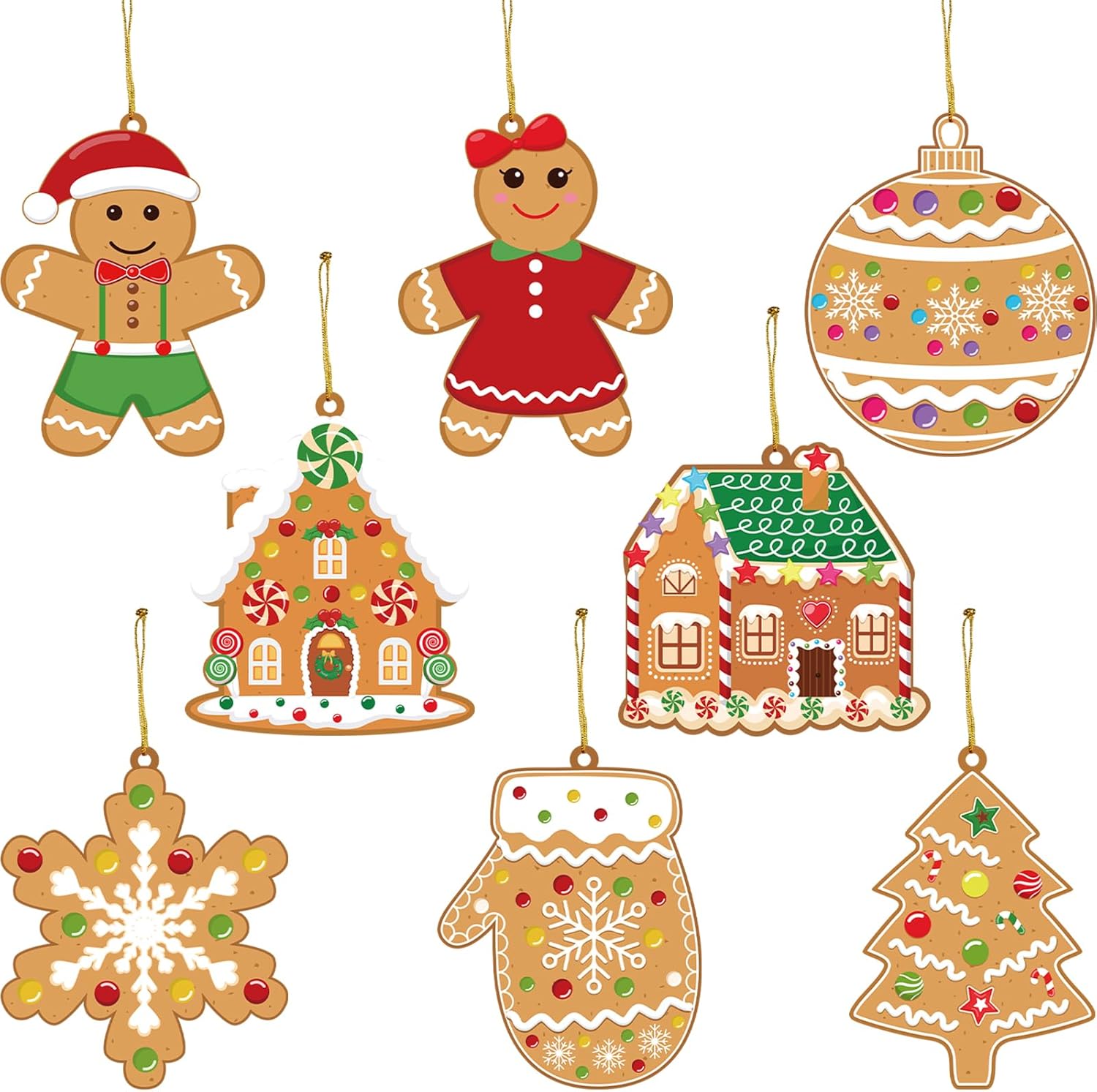 Adecortalk 32 Pcs Christmas Gingerbread Man Craft Kits for Kids - Arts & Crafts DIY Ornaments Kit for Tree Decorations - Holiday Craft Projects