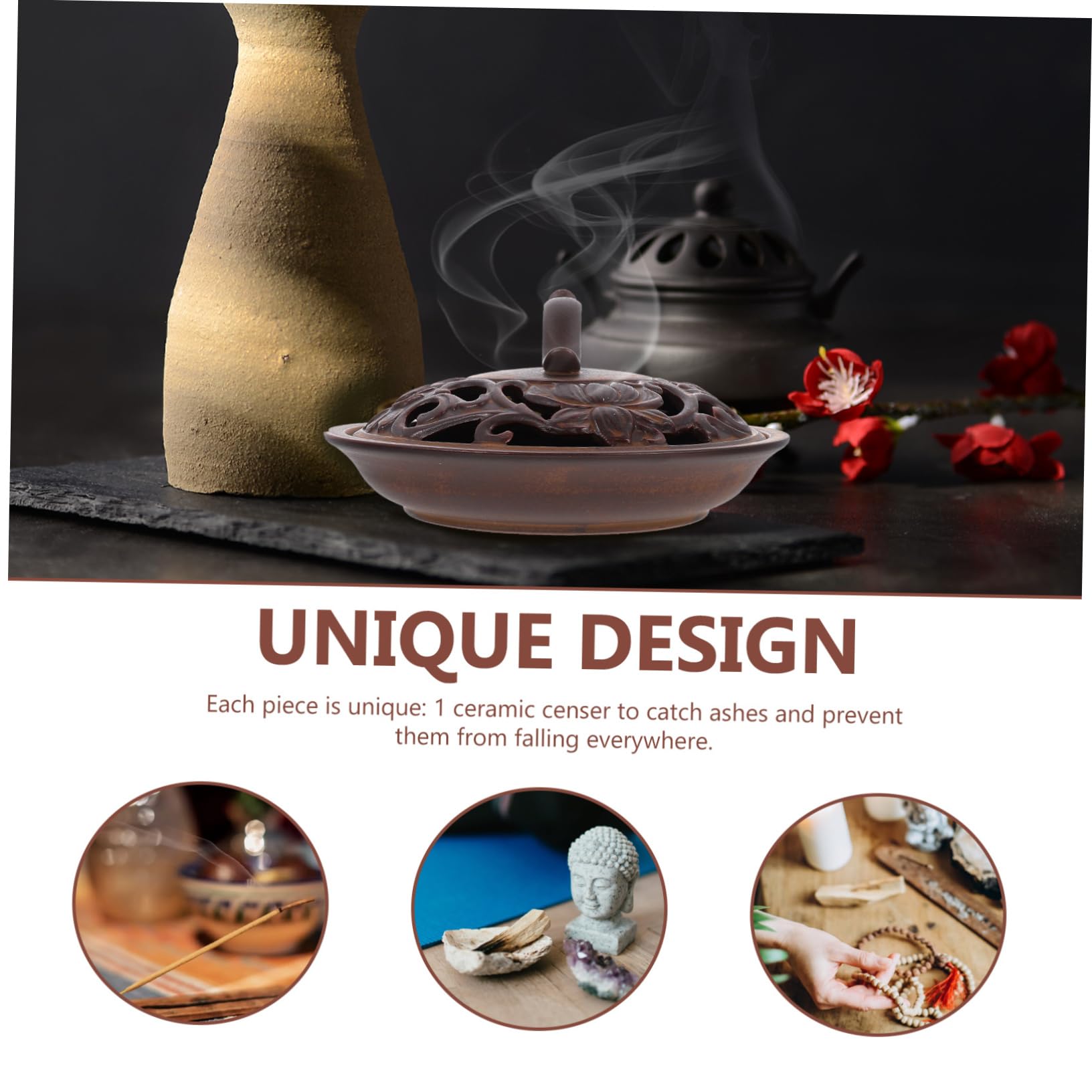 Bruciatore di Incenso Ceramico Decorativo da Tavolo per Interni | Supporto Aroma Therapy, per Camera da Letto e Decorazione Casa, Stile Bronzo Retrò