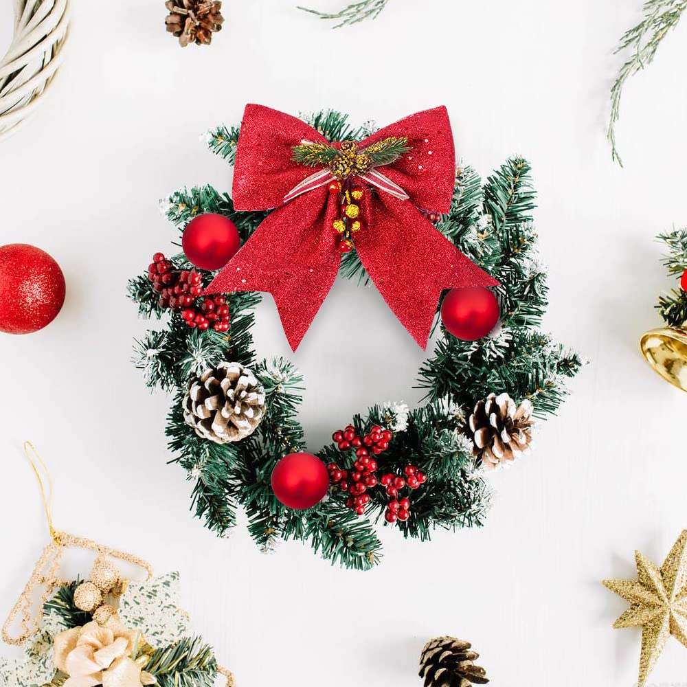 Kerstboomstrikken, rode strikken voor kerstboom, grote kerstboom topper boog voor kerstboom ornamenten, kerstkrans decoraties, 25x27cm