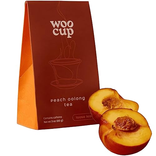 Woocup Peach Oolong - Té suelto (3 onzas 35 porciones) Té Oolong Hoja suelta para preparación fría y preparación caliente, té de frutas