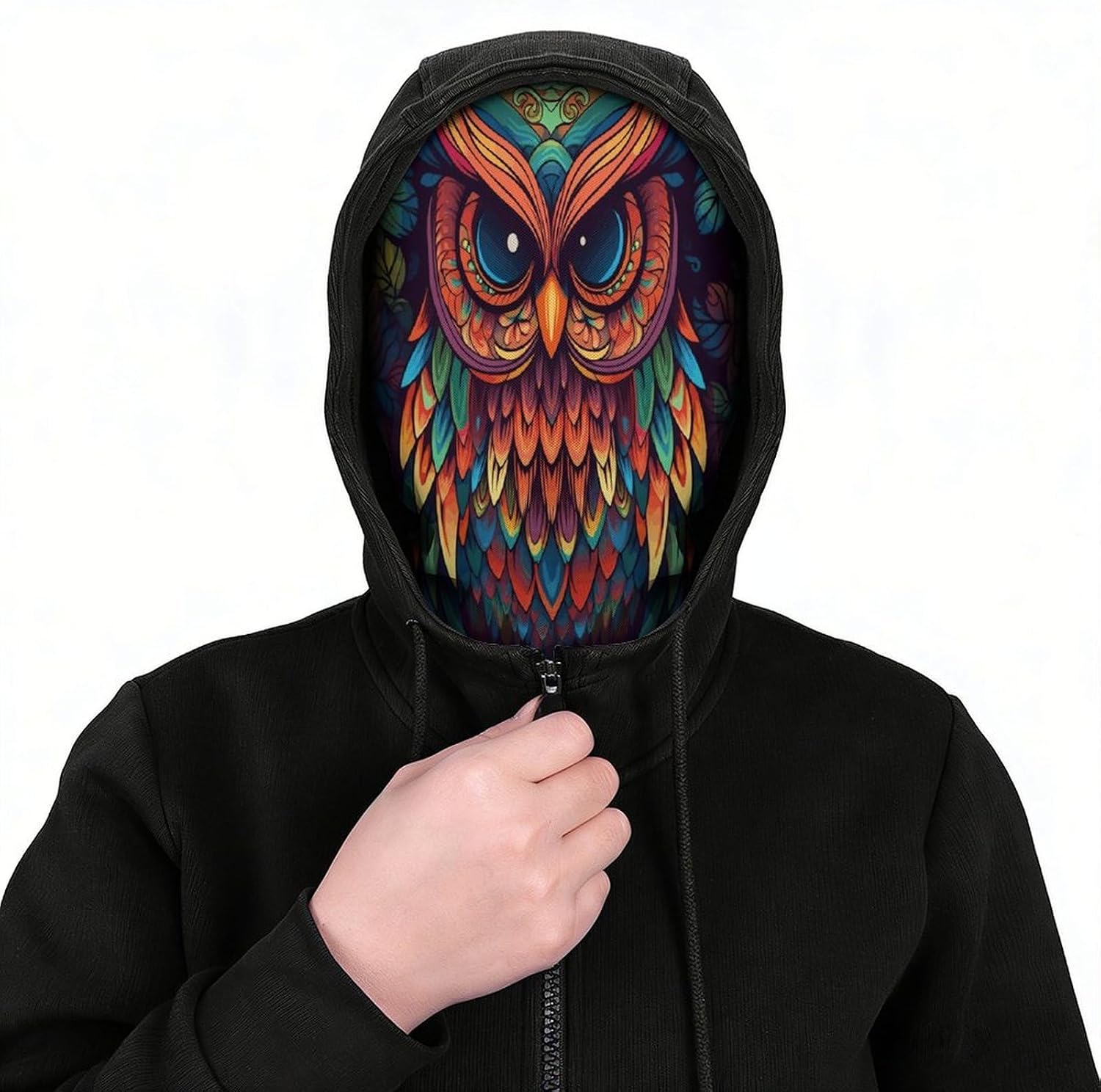 Color Owl Pattern Balaclava Mesh Print Funny Face Mask Breathable Ski Masks Personalized Sun Protection Full Face Covers Neck Gaiter Windproof Head Masks for Pranks&Outdoor image 3