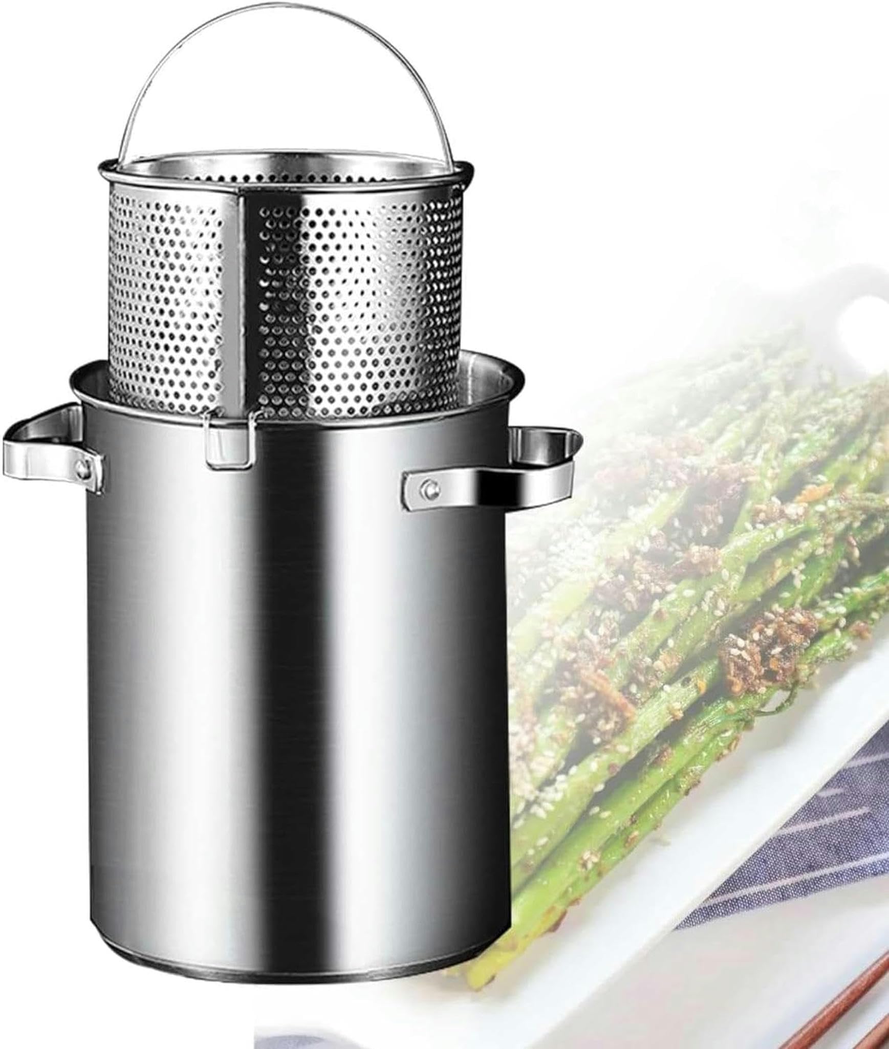 Pot de vapeur d'asperges pour de grands dîners fait maison et repas de restaurant