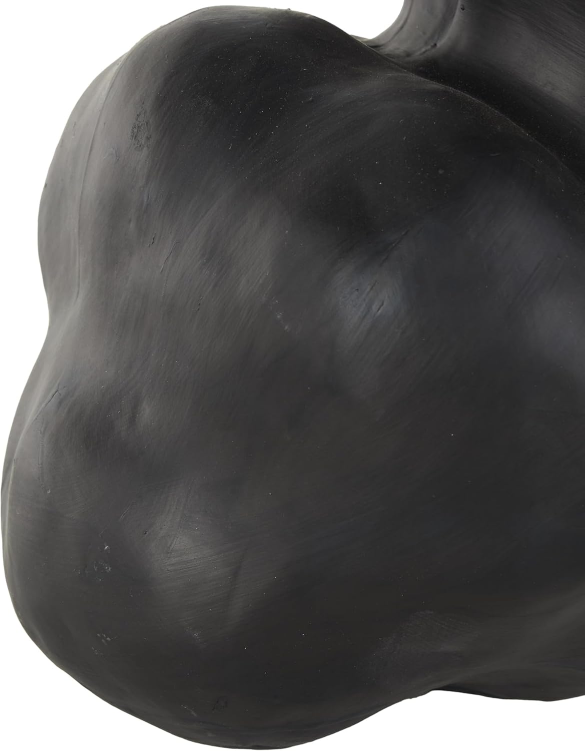 Deco 79 Ceramic Abstract Wide Rounded Floral Shaped Vase with Petal Rim, 8" x 10" x 9", Black