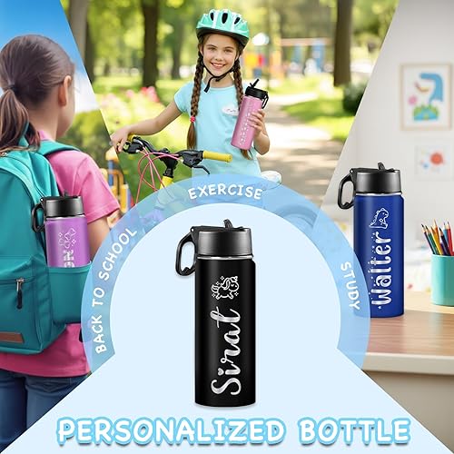 Miniatura 5 de Se envía desde Estados Unidos, botella de agua grabada personalizada para niños, botella de agua de acero inoxidable personalizada con nombre,