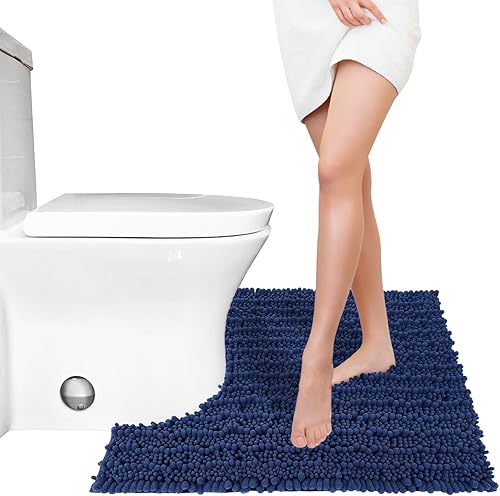 Miniatura 7 de Yimobra Tapete de baño lanudo de lujo para inodoro en forma de U para baño, 24.4 x 20.4 pulgadas, suave y cómodo, máxima absorción, secado rápido,