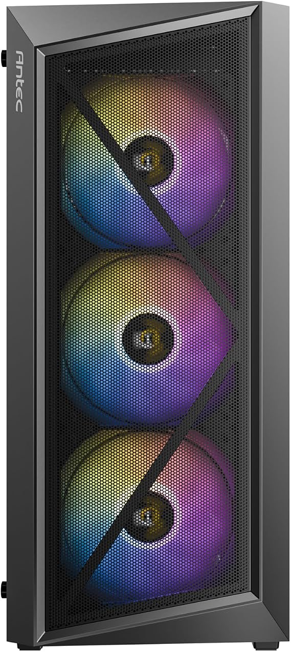Antec AX67 ARGB, 4x120mm ARGB Fan Dahil, Temperli Cam Yan Panel, Mesh Ön Panel, 360mm Radyatör Desteği, Mid-Tower ATX Oyun Kasası, Siyah