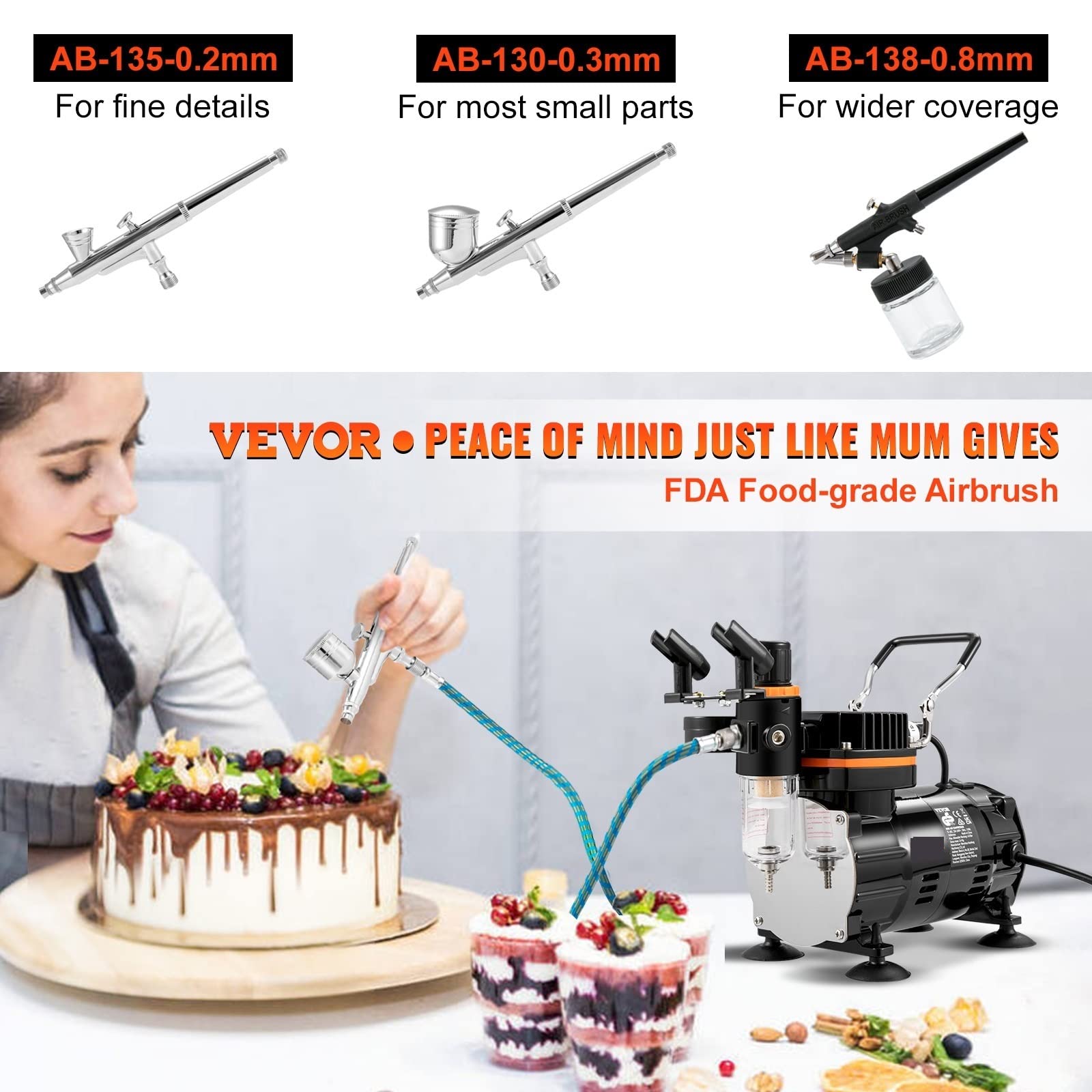 Kit de aerógrafo de doble acción profesional, pistola de pulverización eléctrica de 120W, juego de pintura con aerógrafo, modelo de maquillaje for tatuaje de uñas, pulverizador