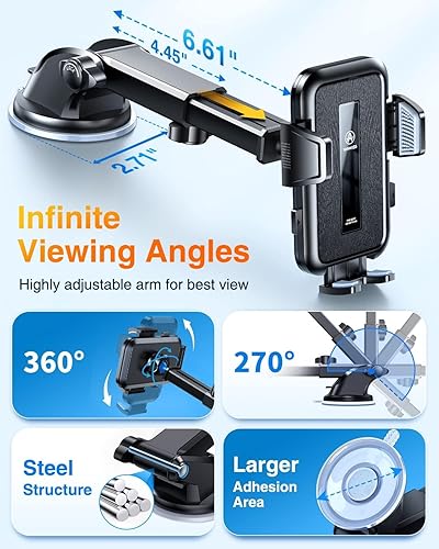Miniatura 54 de VANMASS Soporte universal para teléfono de automóvil, patente y certés de seguridad: soporte mejorado para tablero de manos libres, soporte