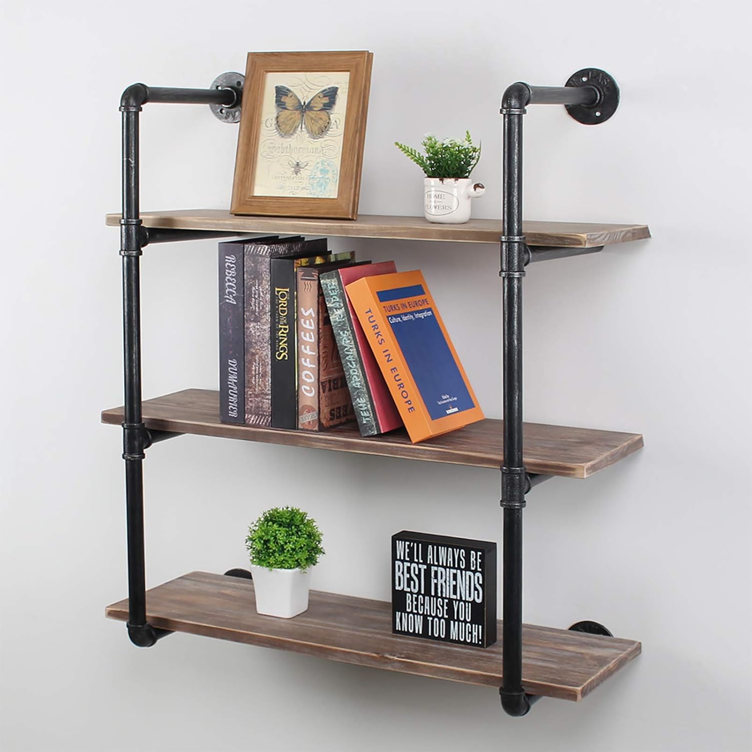 Blасk Frіdау - 50% оƒƒ Industrial Pipe Floating Shelves,3 Tiers Wall Mount Bookshelf,30in Rustic Wall Shelves,DIY Storage Shelving Wall Shelf,Rustic Wall Shelving Unit,Wall Book Shelf for Home Organizer,Black Brushed Silver
